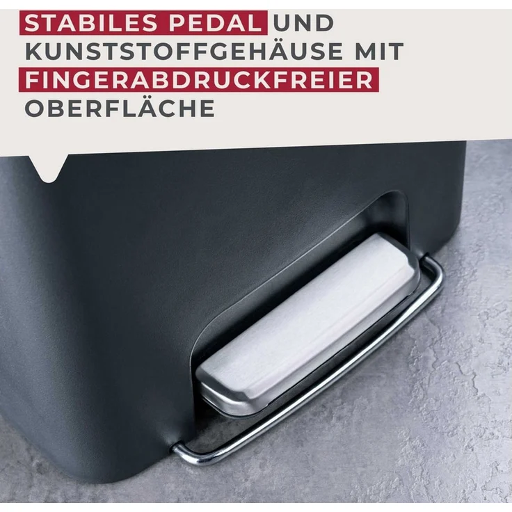 FACKELMANN Mülleimer SEATTLE, Pedal-Abfalleimer 45L, stilvoller Mülleimer mit Soft-Close System & robustem Pedal – Bild 2