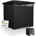Juskys Gerätehaus Luzern 5,2 m² - Metall Geräteschuppen mit Türen & Fenstern - wetterfest & abschließbar - Fahrradgarage, Gartenhaus - Anthrazit