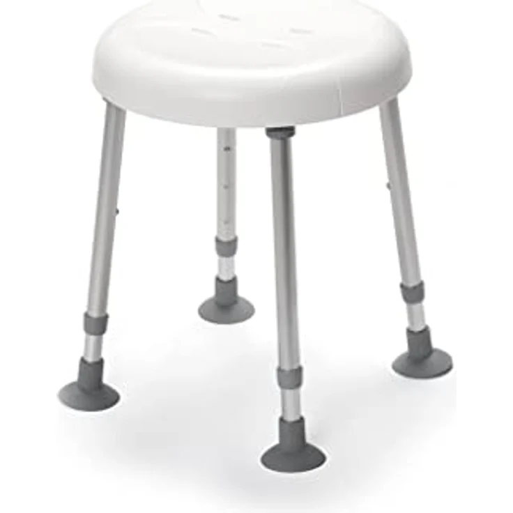 Drive Medical Duschhocker Delphi, ohne Hygieneaussparung, max. 180 kg Belastbarkeit, weiß, höhenverstellbar 45-55 cm – Bild 1