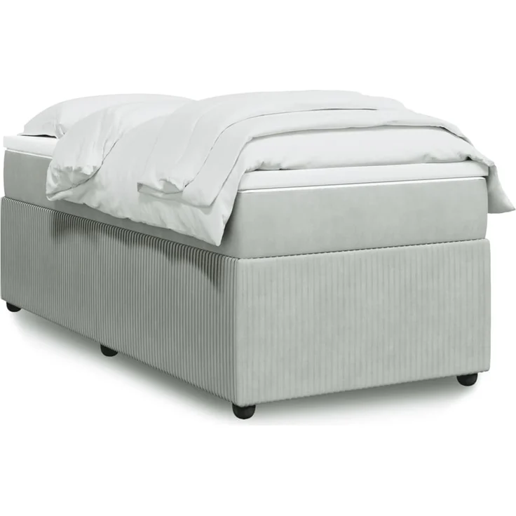 vidaXL Boxspringbett mit Matratze Hellgrau 90x190 cm Samt 3285608 – Bild 1
