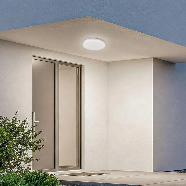 Lindby Außen-Deckenleuchte Kirkola, LED, Kunststoff Weiß warmweiß IP44mit Bewegungsmelder, LED 11 W gesamt, warmweiß – Bild 3