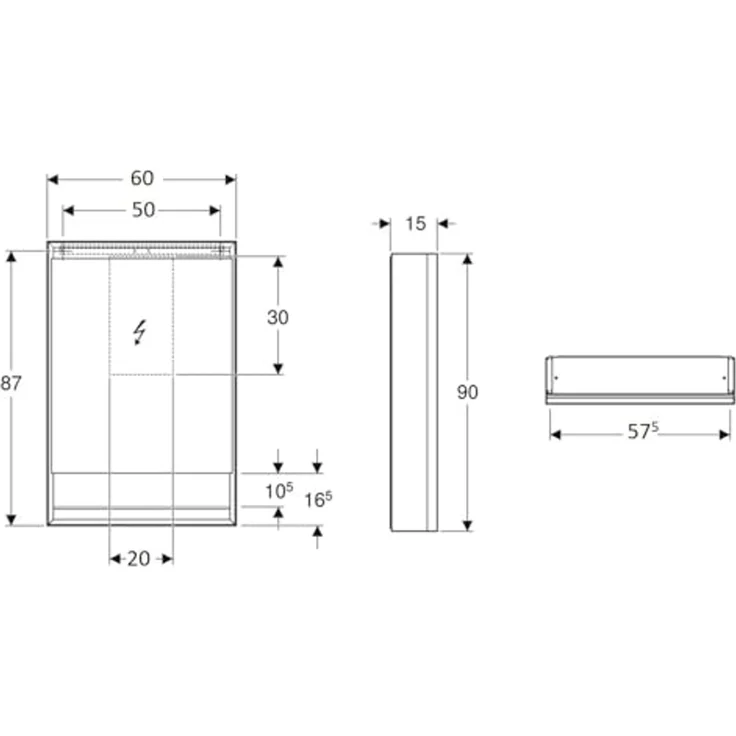 Geberit ONE Spiegelschrank mit ComfortLight, 1 Tür, mit Nische, Aufputzmontage, weiss/Aluminium, 60x90 cm, 505.83, Ausführung: Anschlag rechts - 505.831.00.2 – Bild 2