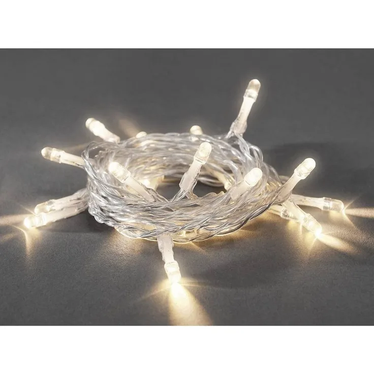 LED Lichterkette - 20 warmweiße LED - L: 2,85m - Timer - an/aus Schalter - Kabel - Transparent