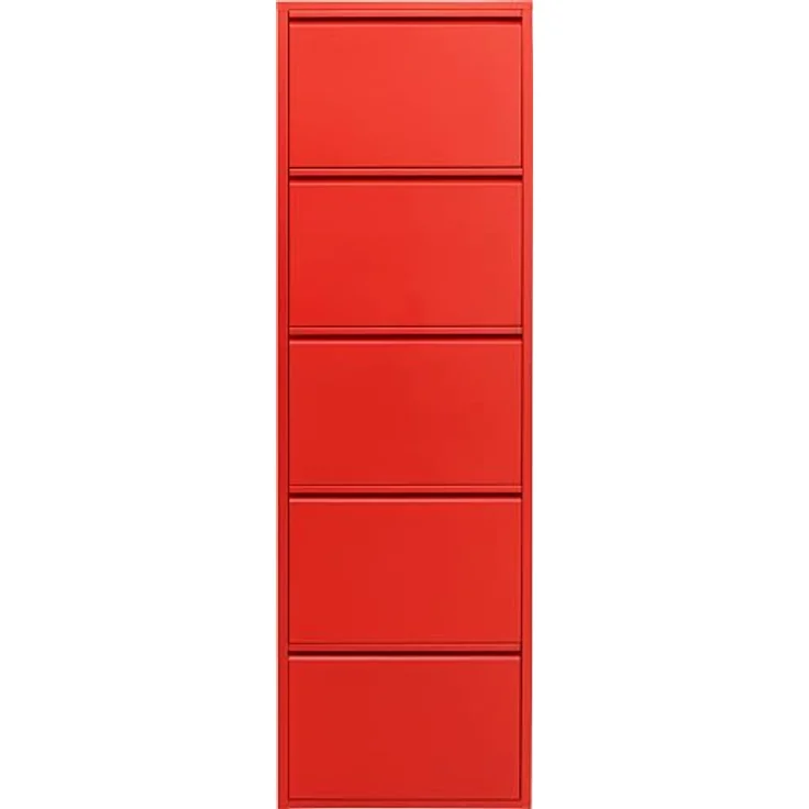 Kare Design Schuhschrank Caruso, Rot, Metall, mit 5 Klappen, Schuhablage für 6 Paar Schuhe, schmal, platzsparend, hoch, Schuhregal, Eingangsbereich, 173 x 50 x 15 cm – Bild 2