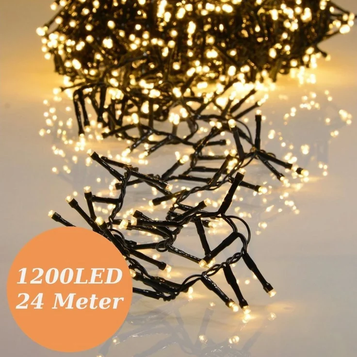 INtrenDU LED-Lichterkette Lichterkette warmeiß 1200LED 24m, mit itegriertem Timer, Beleuchtungsprogrammen und Memoryfunktion – Bild 1