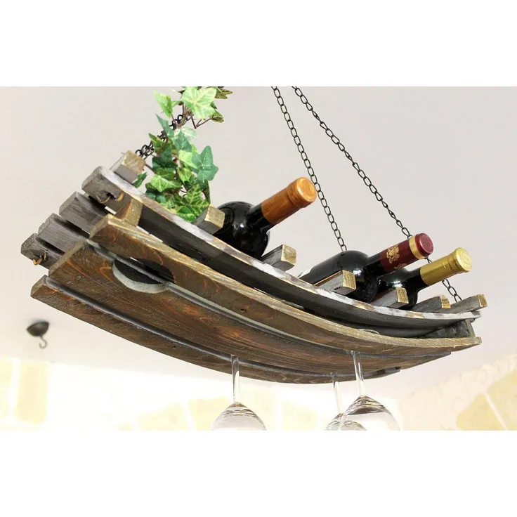 Weinregal 5089 Deckenregal aus Holz 65cm Hängeregal Flaschenhalter Flaschenregal