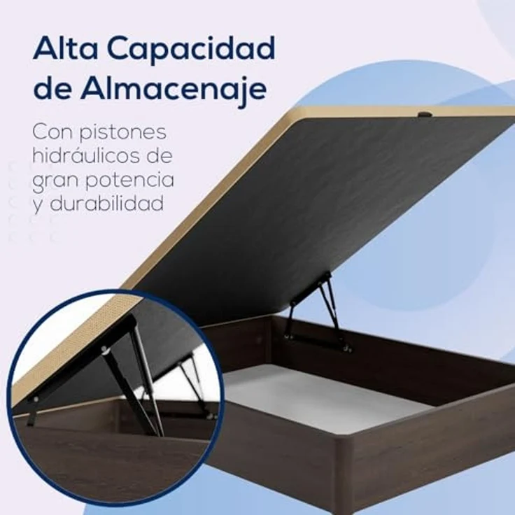 DUÉRMETE ONLINE - Packung viskoelastische Matratze Bio Nature Dicke 24 cm + Klappbett aus Holz, große Kapazität | Farbe Wengue 150 x 190 – Bild 6