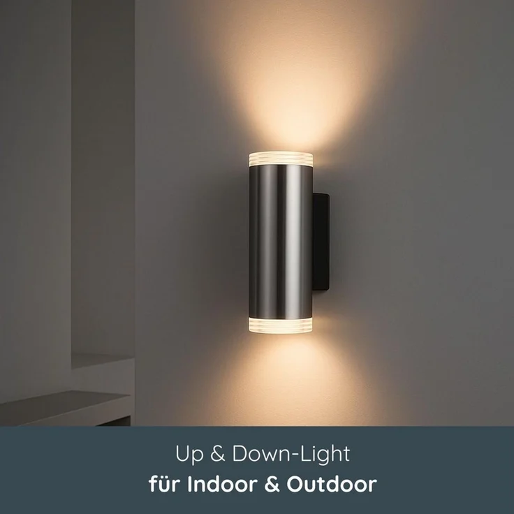 MeLiTec Wandleuchte LED Wand-Außenleuchte 145 & 145-1, schwarz matt oder silber, Up and Down Leuchte für innen und außen, IP44, moderne LED-Wandlampe – Bild 2
