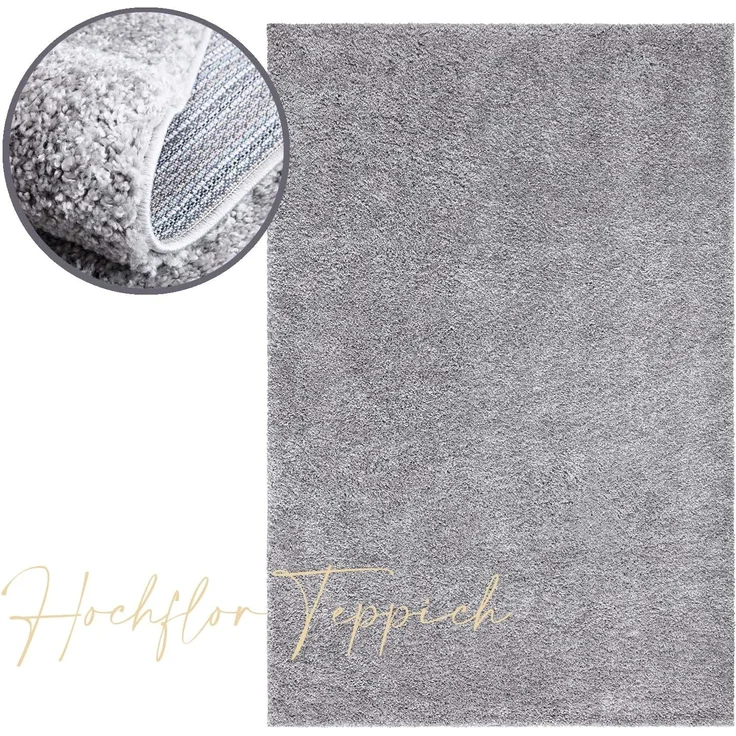 Teppich Läufer Hochflor Shaggy - 80x300cm Läufer - Grau Einfarbig Wohnzimmer Uni Flauschig Modern Boho Deko Teppiche Weich Schlafzimmer – Bild 2