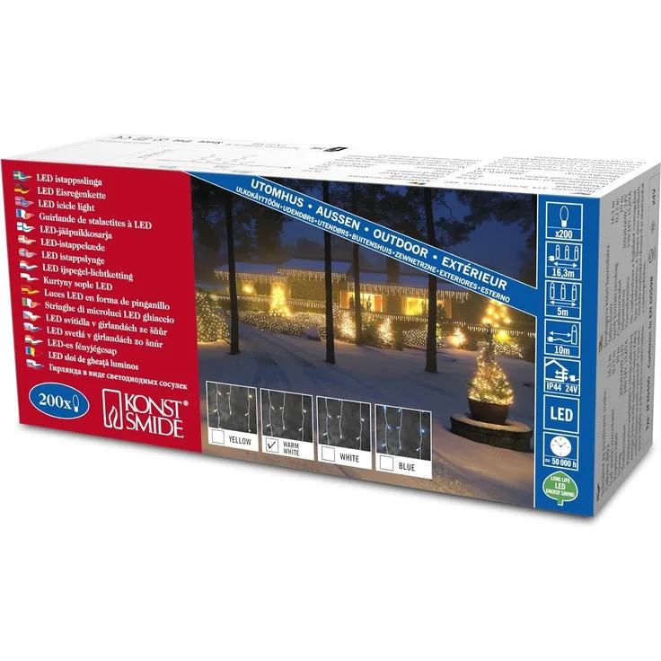 KONSTSMIDE LED-Lichtervorhang, 200-flammig, LED Eisregen Lichtervorhang, 200 warm weiße Dioden