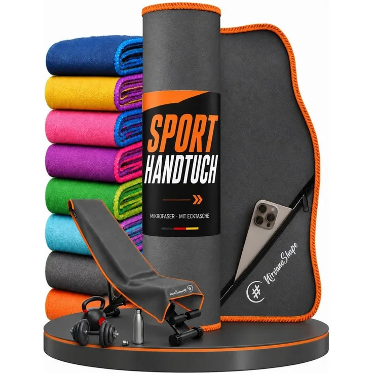 NirvanaShape Sporthandtuch NirvanaShape Mikrofaser Fitnesshandtuch mit Ecktasche und Knöpfen, saugfähig, leicht, schnelltrocknend, für Reisen, Fitness, Yoga, Sauna