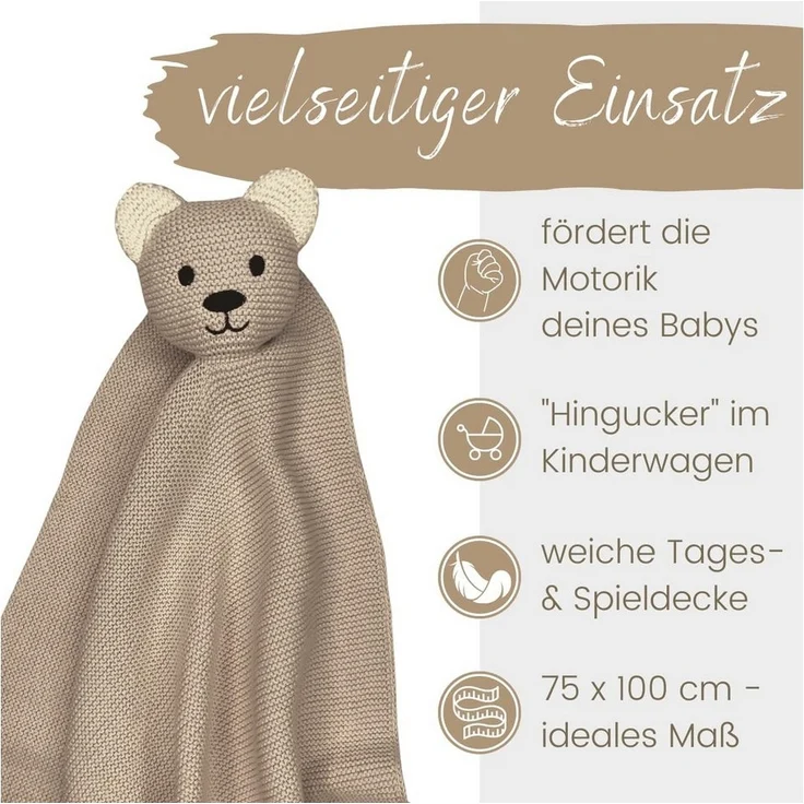 Babydecke DIKOS® Babydecke SCHMUSE-Bär Baby Geschenk Mädchen Junge Geschenkset, DIKOS, Geschenk zur Geburt, PREMIUM Qualität, 100 % BIO Baumwolle, nachhaltig – Bild 3