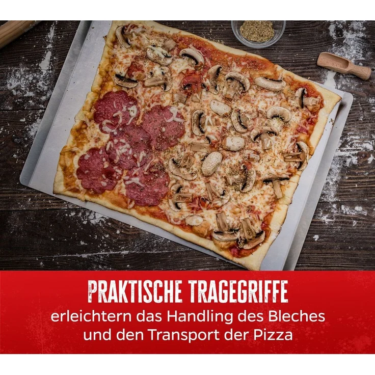 Grillfürst Aromaplanke Grillfürst Pizzablech Edelstahl, eckig, 40 cm x 30 cm – Bild 4