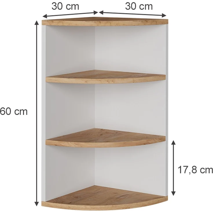 Eckregal Ecki Weiß/Goldkraft Eiche 30 x 60 cm Vicco – Bild 3