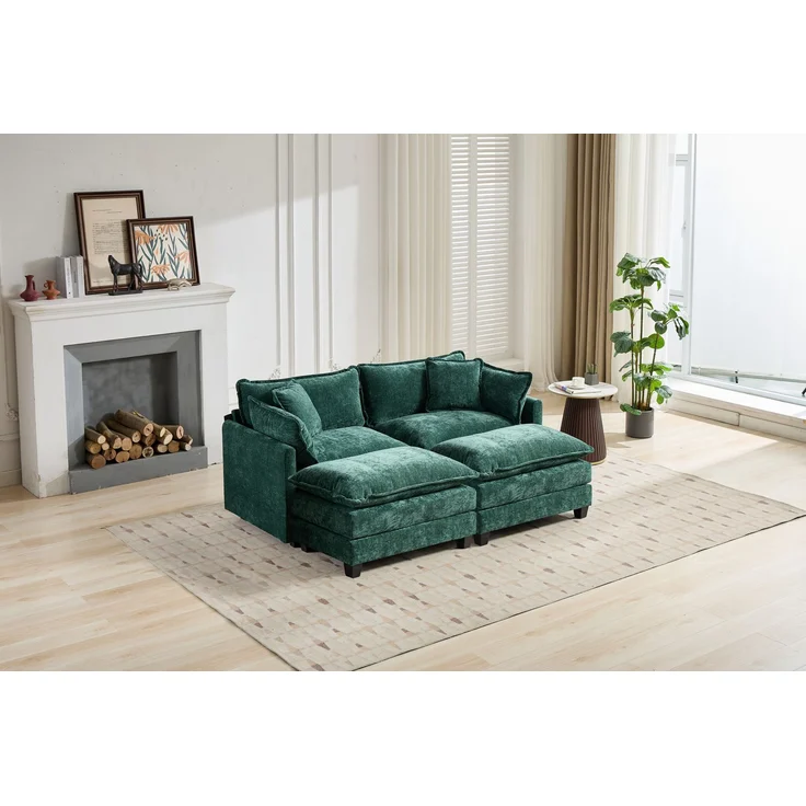 ZUBALIYA Sofa mit LED - Beleuchtung, mit Chenille - Bezug, mit Cordbezug, modular aufgebaut, aus Chenille, für Wohnzimmer und Apartments – Bild 11