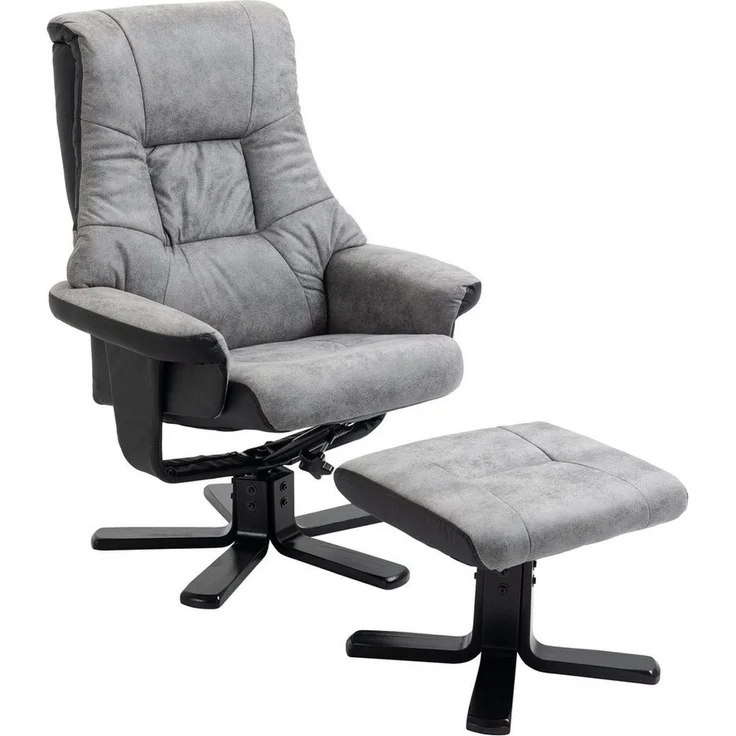 HOMCOM Polsterstuhl TV Sessel mit Liegefunktion (Polstersessel, 2 St), Mikrofaser Grau, 78 x 82,5 x 109 cm – Bild 5