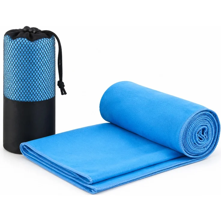 Mikrofaser-Sporthandtuch schnelltrocknend für Yoga und Fitness Himmelblau 76 x 152 cm – Bild 1