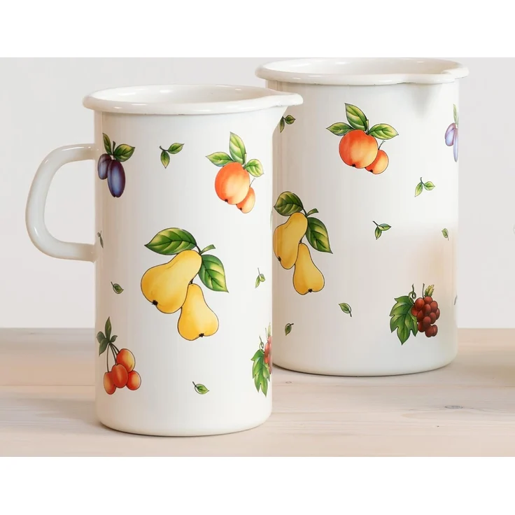 RIESS 0836-068 Emaillekrug 1,5 L, Fruit Garden, H 19 cm / Emaille Krug – Bild 2