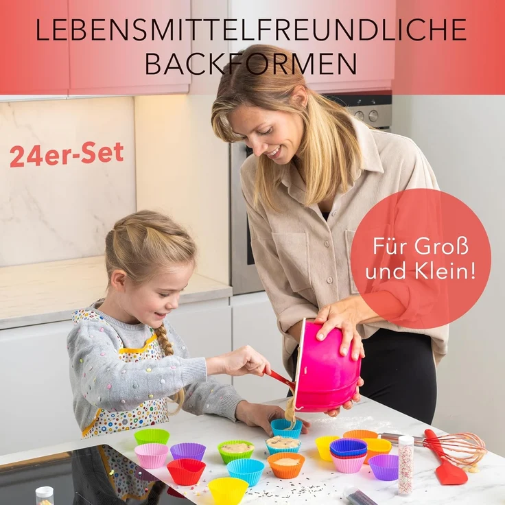 AVANA Muffinform Wiederverwendbare Muffinformen aus Silikon Cupcake Muffinförmchen, (24-tlg), Antihaftbeschichtet, BPA-frei, umweltschonend, 8 Farben – Bild 2