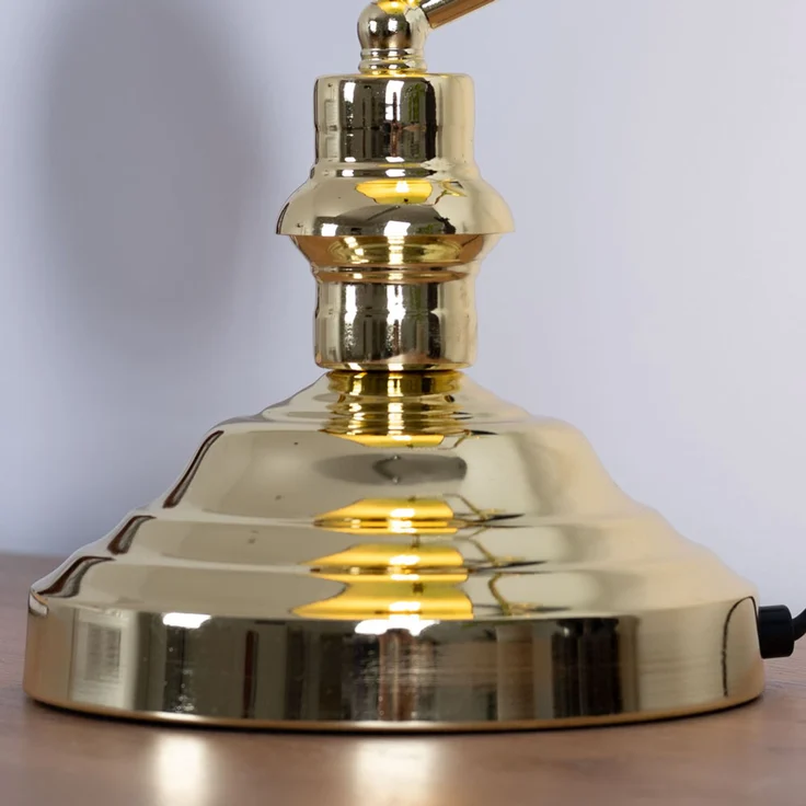 LED Bankerlampe, Metall messing, Glas grün, H 36 cm – Bild 10