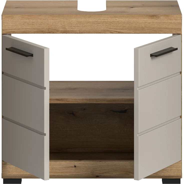 Waschbeckenunterschrank B/H/T: 60x56x34 cm in Evoak Oak Nachbildung – Bild 3