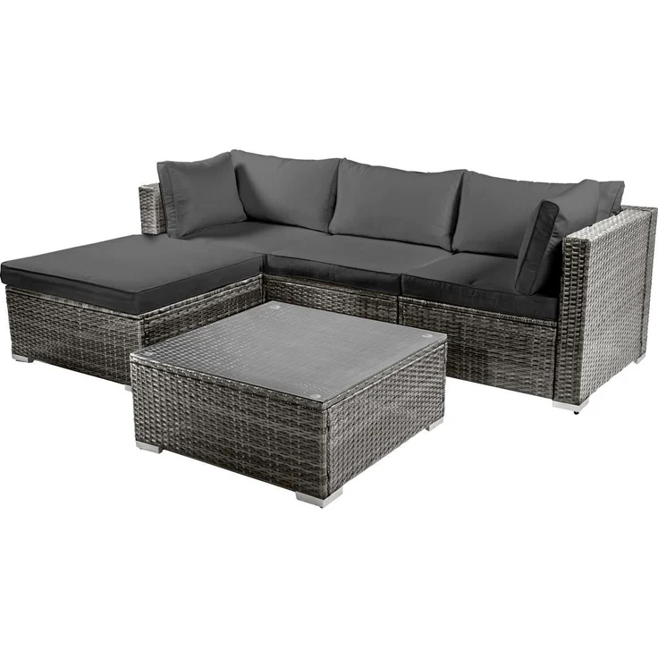 BRAST Gartenmöbel Lounge Sofa Couch Set Royal Grau Poly-Rattan für 4 Personen – Bild 1