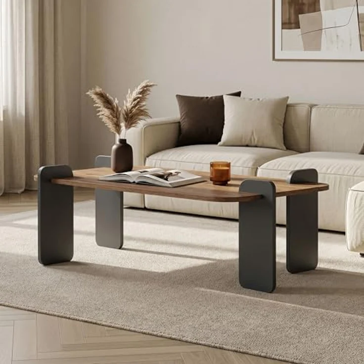 Stilvoller Couchtisch, 120 x 60 x 35 cm, Atlantische Kiefer & Anthrazit | 100% melaminbeschichtet, werkzeuglose Montage, modernes Design – Bild 4