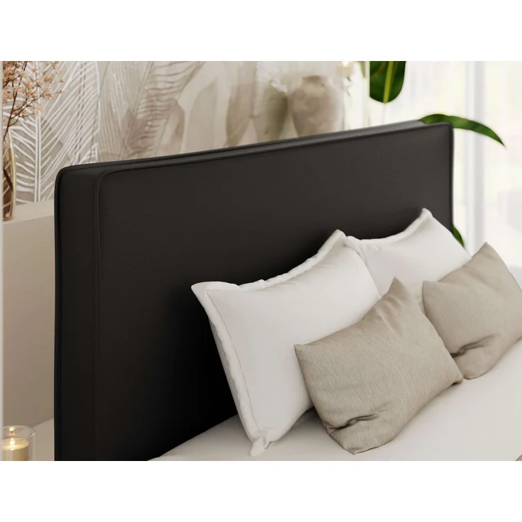 Design Polsterbett LUMARO CLASSIC 140x200 cm mit Lattenrost & 12cm hohen Füßen, Doppelbett mit Kopfteil, Konfigurierbar, Pocket Matratze - Schwarz Kunstleder - VIRE LUX – Bild 3