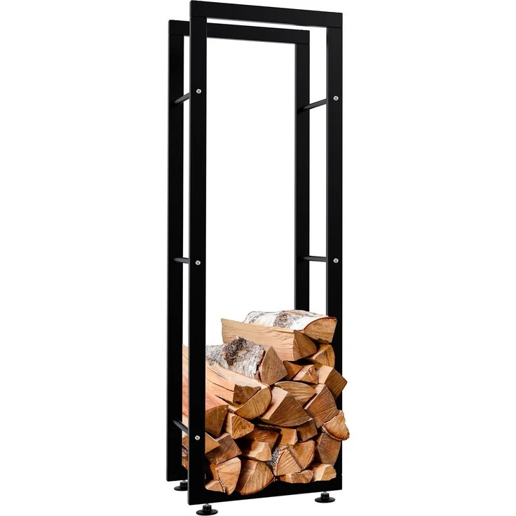 DELUKE® Kaminholzregal innen Metall SATLO - für Feuerholz Brennholzregal innen Kaminholzständer Kaminholzhalter Feuerholzregal InnenSchwarz, 25x40x125cm – Bild 1