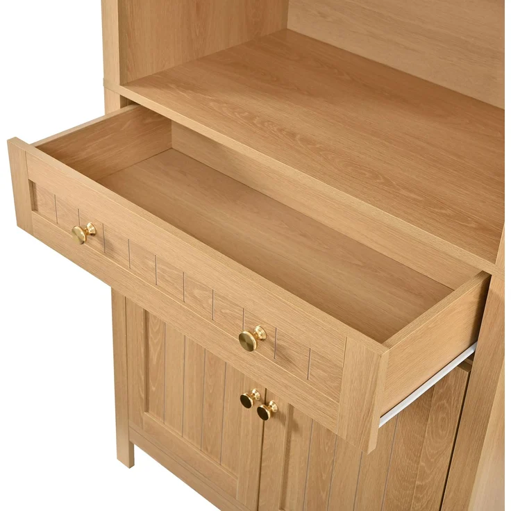 ZUBALIYA Aufbewahrungsschrank, mit Schubladen, mit Stauraum, H 180 × T 40 × B 76 cm, Natur, MDF / Spanplatte – Bild 14