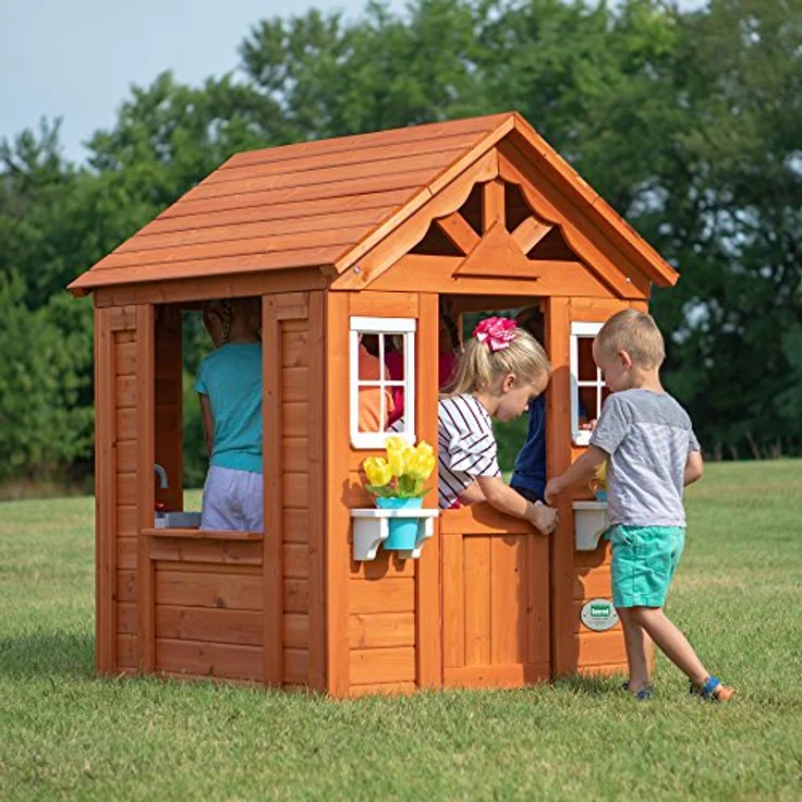 Backyard Discovery 65314 'Timberlake' Spielhaus, ab 2 Jahren, 14 x 117 x 107 cm, mit Blumentopfhalterungen, holz/weiß – Bild 3