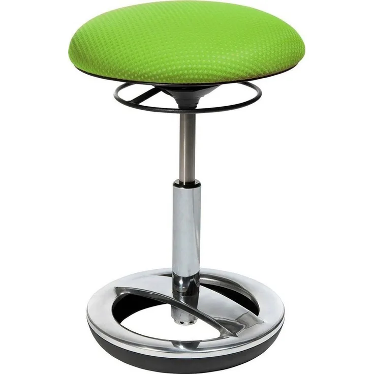Topstar SU49BR5 Sitness Bob, ergonomischer Sitzhocker, Arbeitshocker, Bürohocker mit Schwingeffekt, Sitzhöhenverstellung, Standfußring Alu, poliert, Stoffbezug, grün