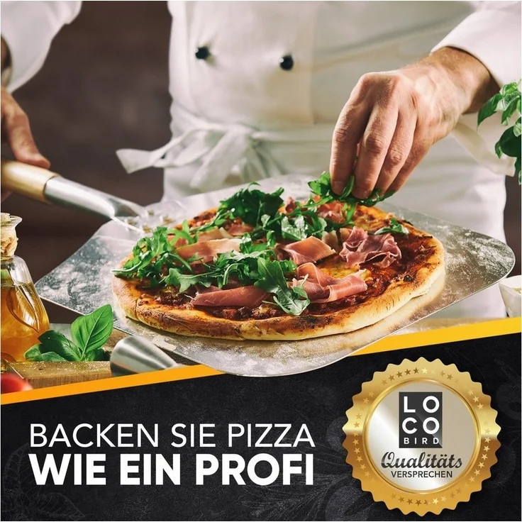 Loco Bird Pizzaschieber aus rostfreiem Aluminium, Pizzaheber mit abgerundeten Kanten – Bild 2