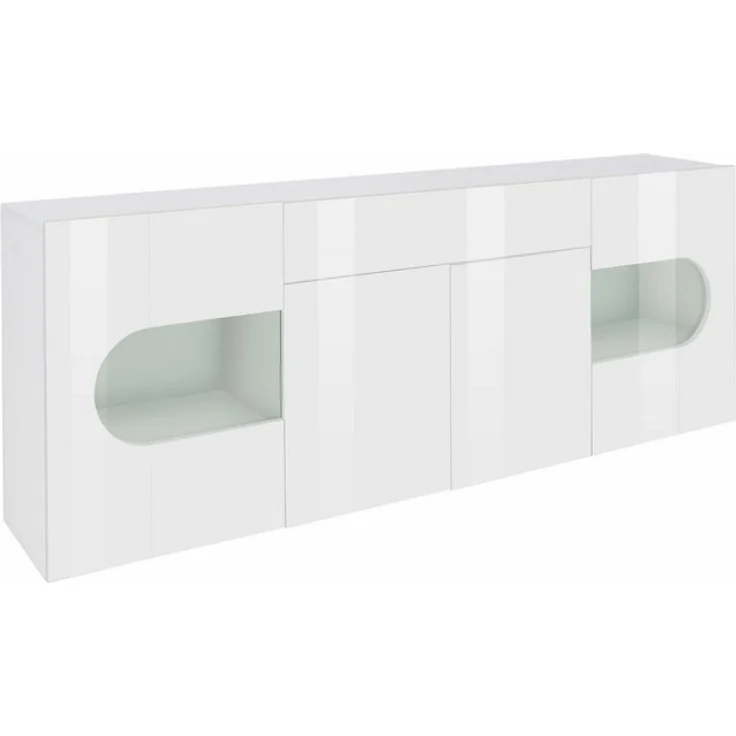 INOSIGN Sideboard Real,Vitrine,Kommode,Schrank,komplett hochglanz lackiert, mit 4 Türen davon 2 Glastüren und 1 Schublade ohne Griff Breite 220cm – Bild 4