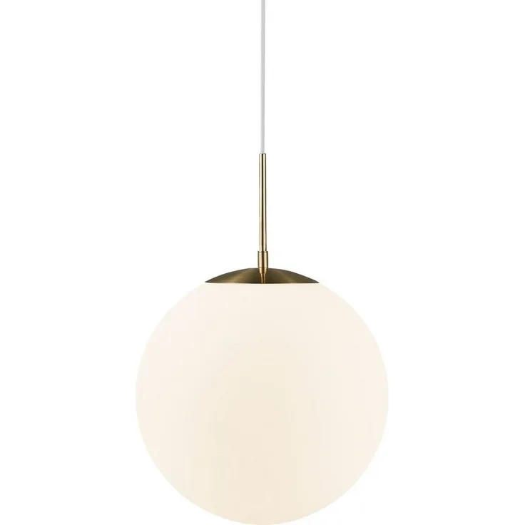 Nordlux Moderne Pendelleuchten Grant 35 Ø 35 Cm Messing 1-flammig Kugelförmig, Gold, metallisch, weiß, Glas, Metall, 2010573035