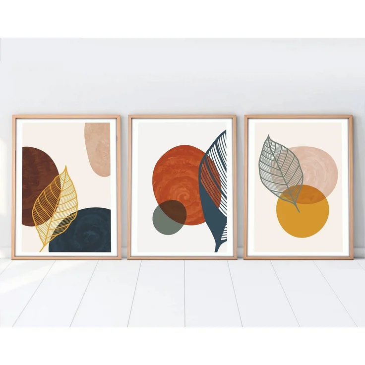 Wallity Dekoratives gerahmtes MDF-Gemälde (3-teilig), Mehrfarbig, 70 x 50 cm – Bild 6