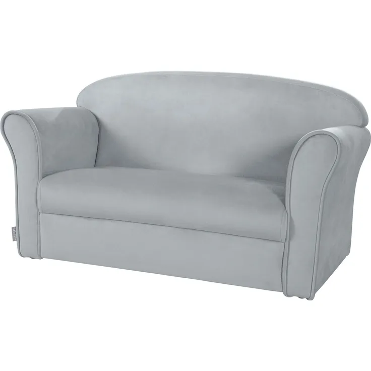 roba Kindersofa 'Lil Sofa' mit Armlehnen - Bequeme Kindercouch mit Samtstoff - Silbergrau