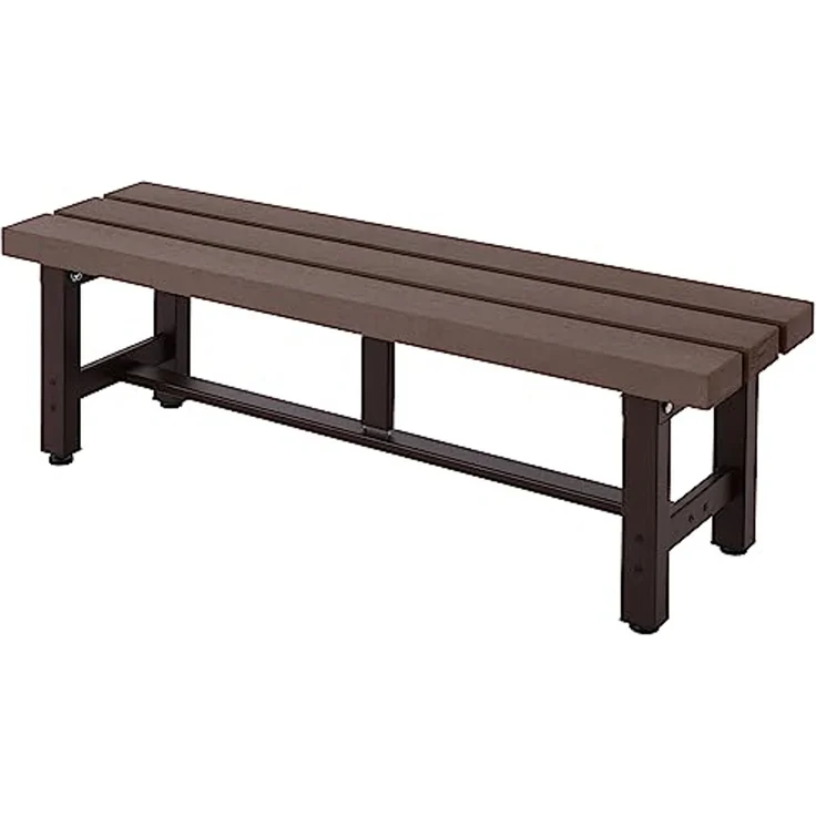 Alu Gartenbank HWC-K60, Bank Parkbank Sitzbank Balkonbank, wetterfest WPC 120cm, braun – Bild 1