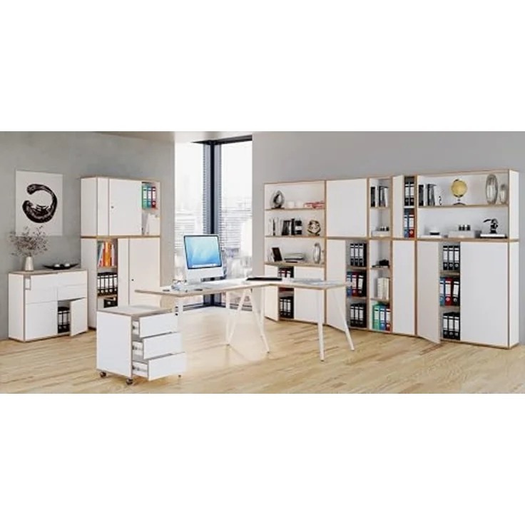VCM Büroschrank Salia 920791 Weiß H. 110 x B. 100 x T. 37 cm – Bild 4