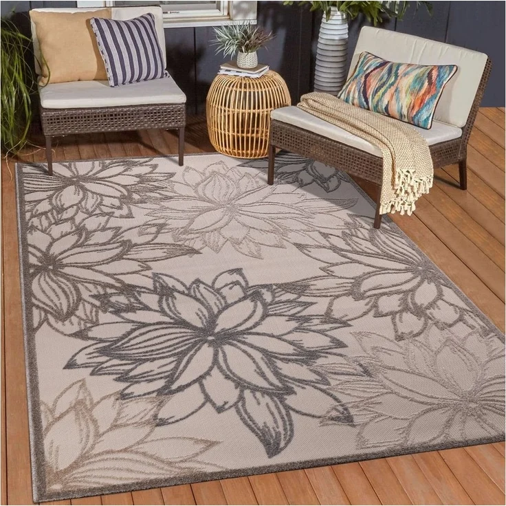 Sanat Teppich Floral 2 Outdoor, rechteckig, Höhe: 6 mm, In- und Outdoor geeignet, Blumen, Balkon, Terrasse, Außenbereich – Bild 5