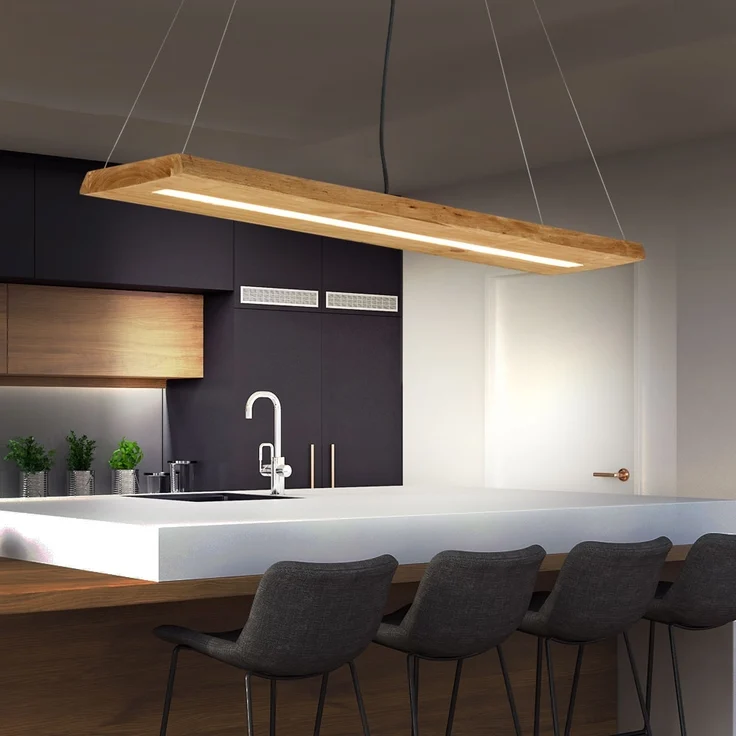 LED Hängeleuchte, Balken natur, Switch Dimmer, L 100 cm – Bild 4