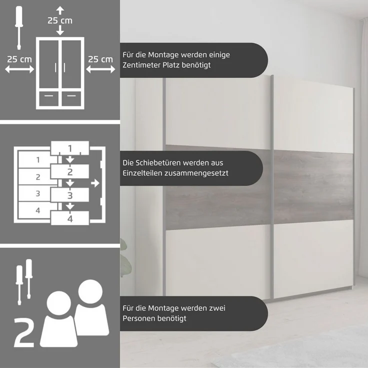 rauch Schlafzimmer-Set Komplettschlafzimmer Schlafzimmer Schlafzimmermöbel SAJO, (Set, 4-tlg, Set: Kleiderschrank mit/ohne Spiegel, Bett in 2 Breiten, 2 Nachttische), optional mit Spiegel am Kleiderschrank MADE IN GERMANY – Bild 4
