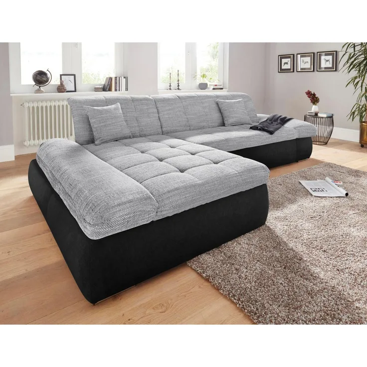 DOMO collection Ecksofa PB Moric wahlweise mit Bettfunktion + Armteilverstellung, L-Form, im XXL-Format, B/T/H:300/172/80 cm, feine Steppung