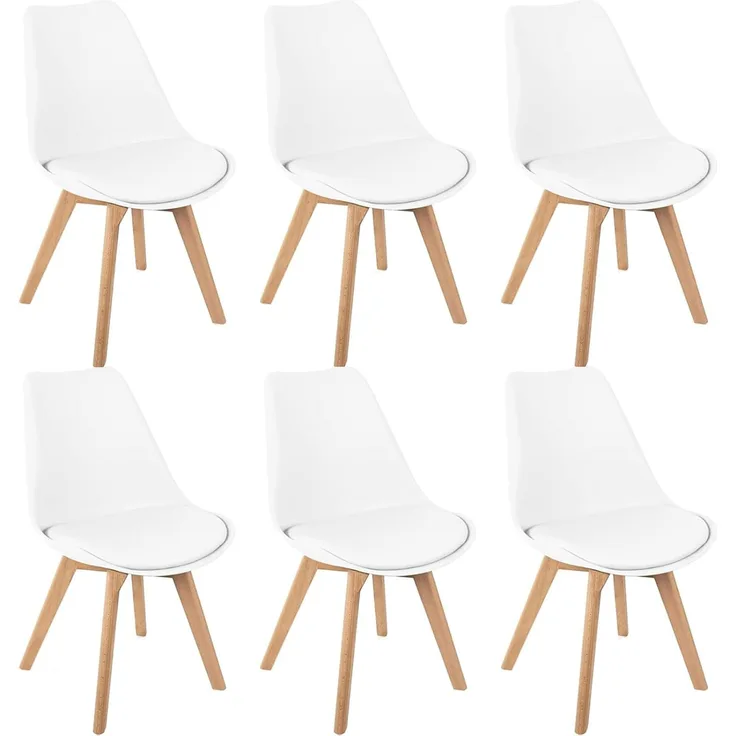 HJhomeheart Esszimmerstuhl 6er Set, Massivholzbeine, Abnehmbares Stuhlkissen, Küchenstuhl, Moderner Stuhl (Weiß-6)