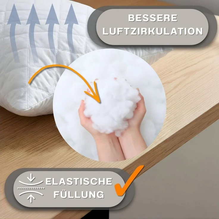 Amazinggirl Kopfkissen Kopfkissen Mikrofaser – Schlafkissen, Allergiker geeignet, weiß – Bild 3