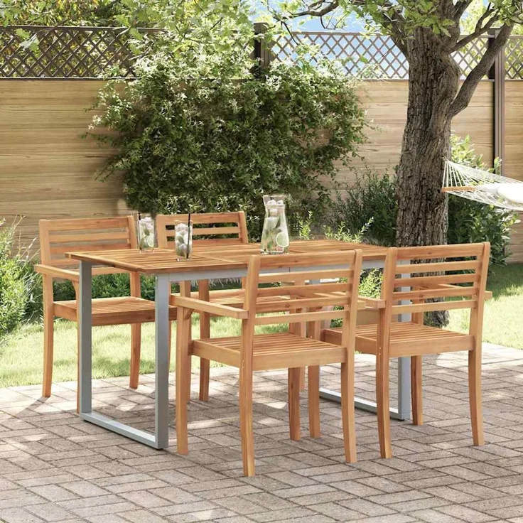 vidaXL Gartentisch Grau 140 x 80 x 75 cm Massivholz Akazie 4010594 – Bild 1