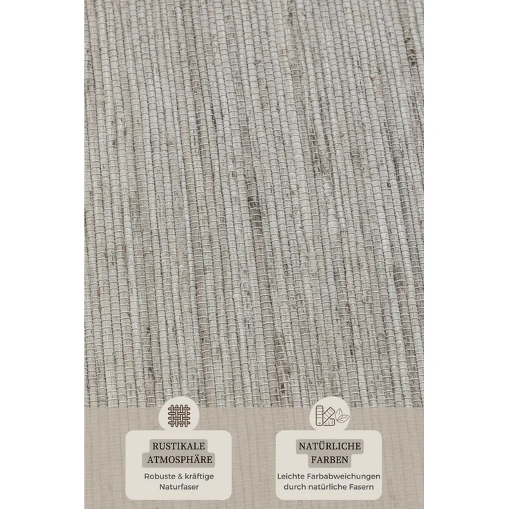 HANSE Home Teppich Dhaka Juteteppich, rechteckig, Höhe: 5 mm, Läufer, handgewebt, Jute, Wolle, Natur, Wohnzimmer, Flur, Klassisch – Bild 3