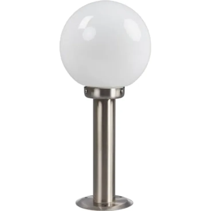 Lindby Edelstahl Sockelleuchte, 45 cm hohe Wegeleuchte für außen, IP44, witterungsbeständig, E27 Fassung für LED, silber