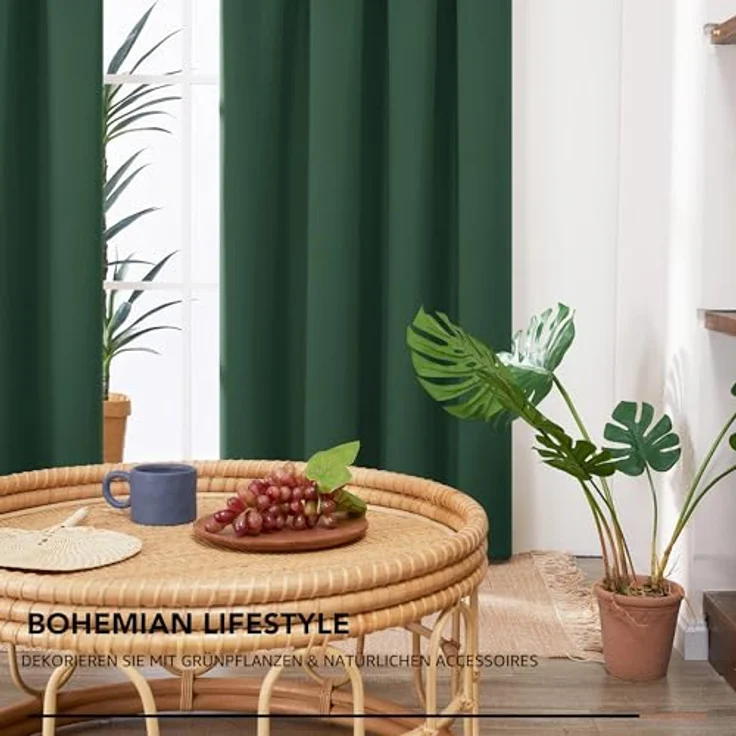 Deconovo Blickdichte Gardinen mit Kräuselband Vorhänge gegen Hitze Waldgrün | 2er Set, H 260 x B 140 cm, Thermovorhänge, Wohnzimmer und Schlafzimmer Gardinen, für Thermal Curtains, Sichtschutz – Bild 8