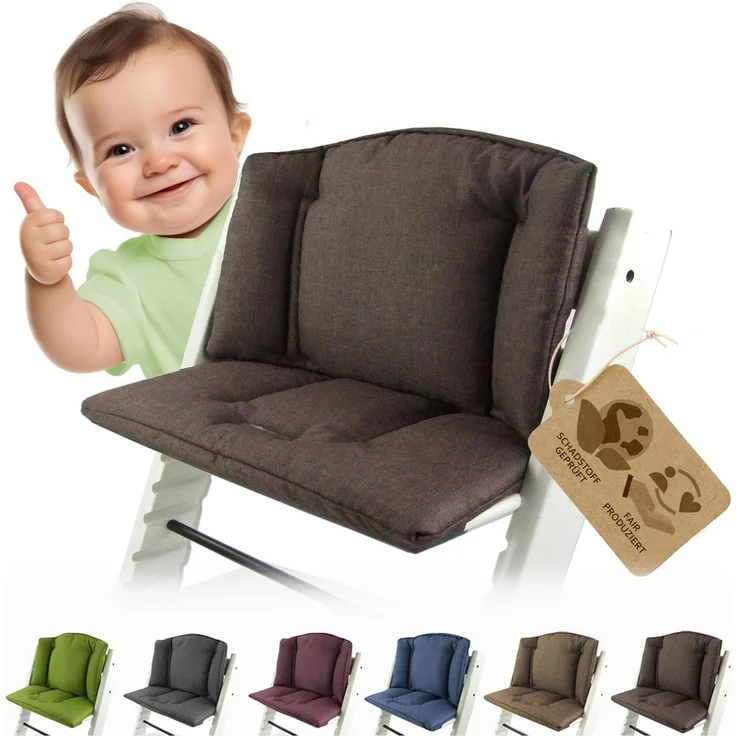 Ersatzbezug Sitzkissen kompatibel mit Stokke Tripp Trapp (braun meliert) | Bezug Kissen-Set Sitzverkleinerer, Mod. 1
